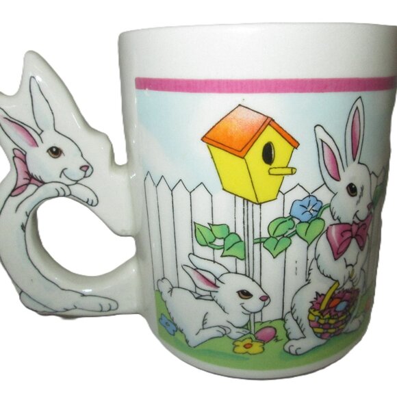 (Easter?)Bunny Hare Rabbit carrot bouquet with Bunny Hare Rabbit handle mug made - Picture 2 of 6